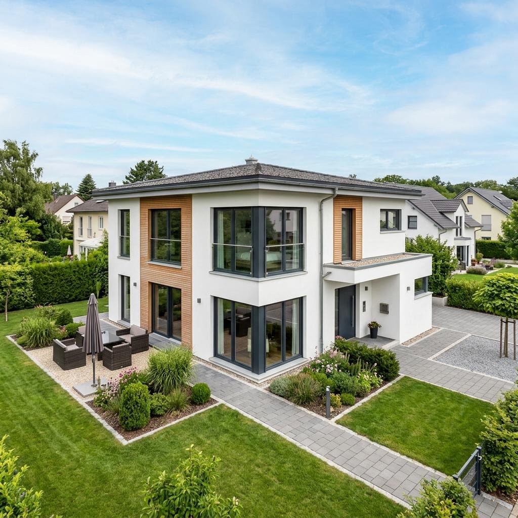 Kubuswoning Kubushaus Klima 152 van KAMPA met plat dak — prefab woning van 152 m²