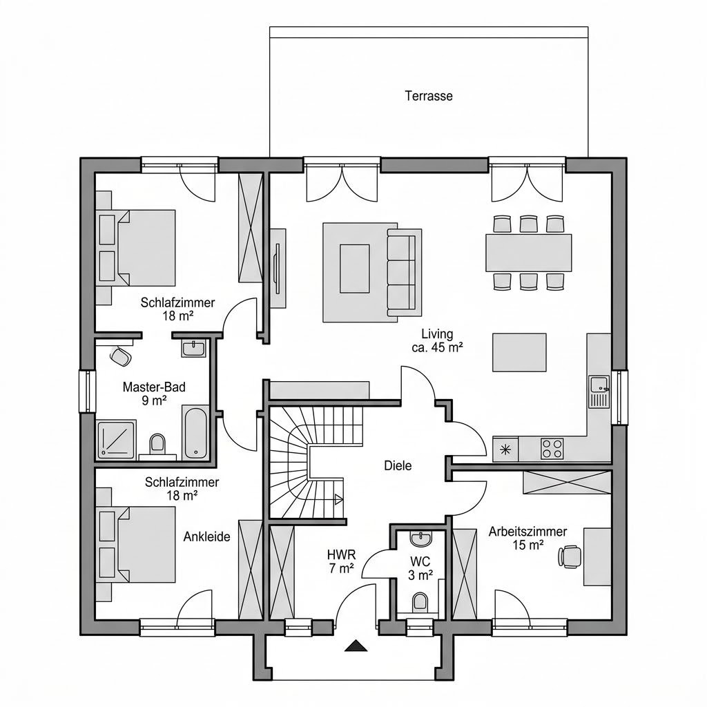 Plattegrond Solid 140 van KAMPA — 140 m², 5 kamers