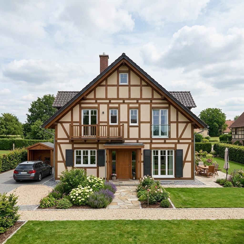 Vakwerkhuis Hof 172 van KD-Haus met zadeldak — prefab woning van 172 m²