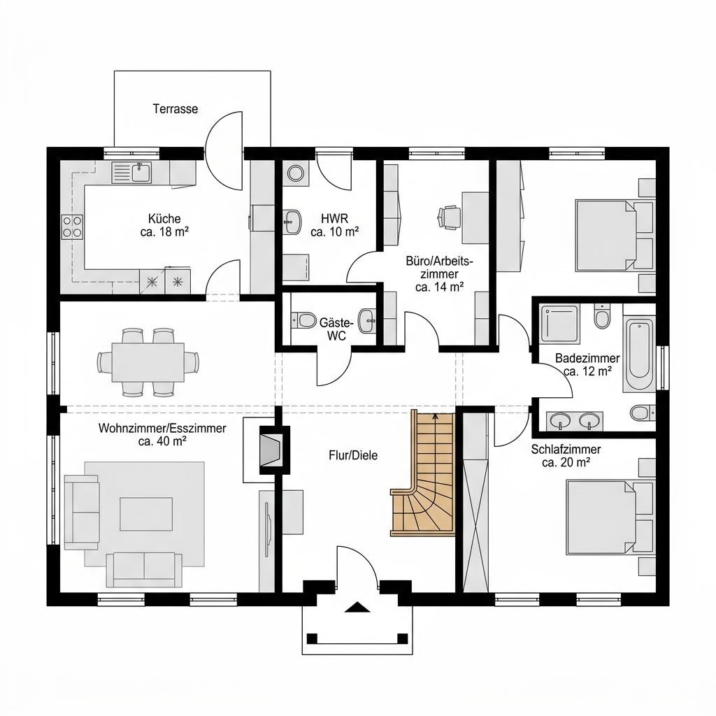 Plattegrond Hof 172 van KD-Haus — 172 m², 6 kamers