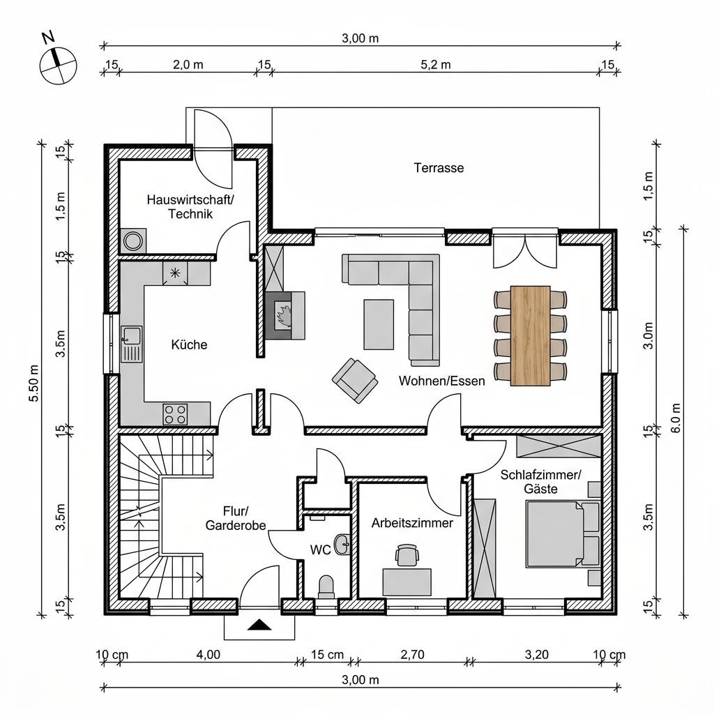 Plattegrond Klassik 140 van KD-Haus — 140 m², 5 kamers