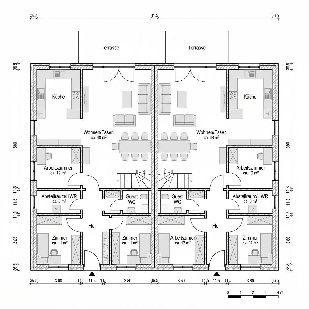 Plattegrond Doppelhaus Aura van Kern-Haus — 125 m², 5 kamers