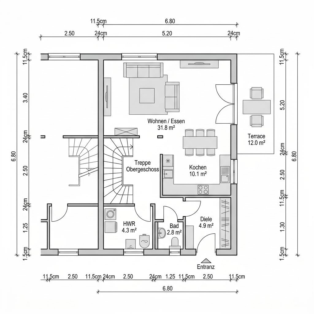 Plattegrond Doppelhaus Twin 118 van Kern-Haus — 118 m², 4 kamers