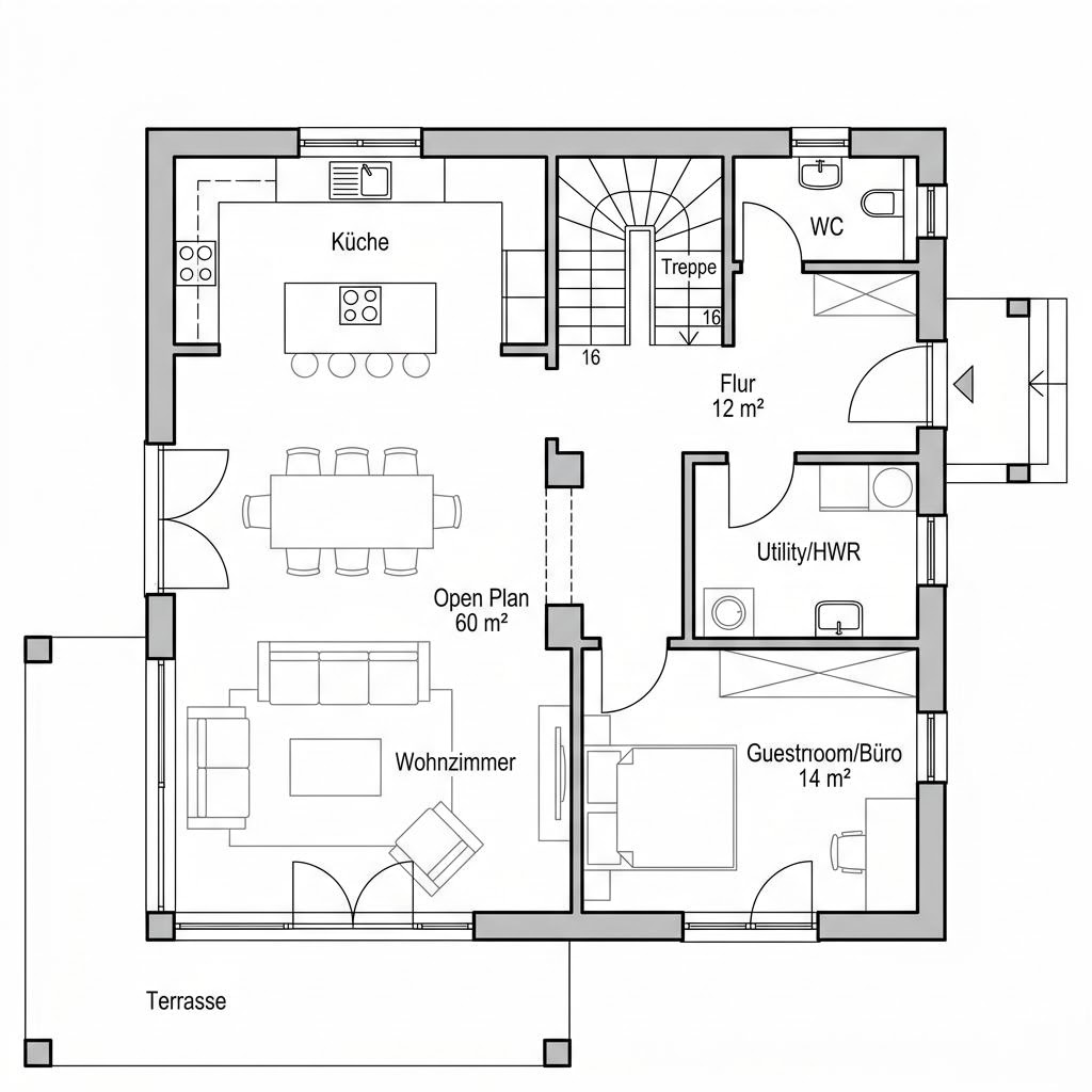 Plattegrond Family Line 140 van Kern-Haus — 140 m², 5 kamers