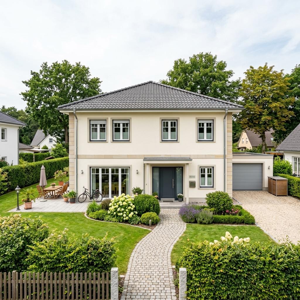 Stadsvilla Stadtvilla Novo van Kern-Haus met schilddak — prefab woning van 150 m²