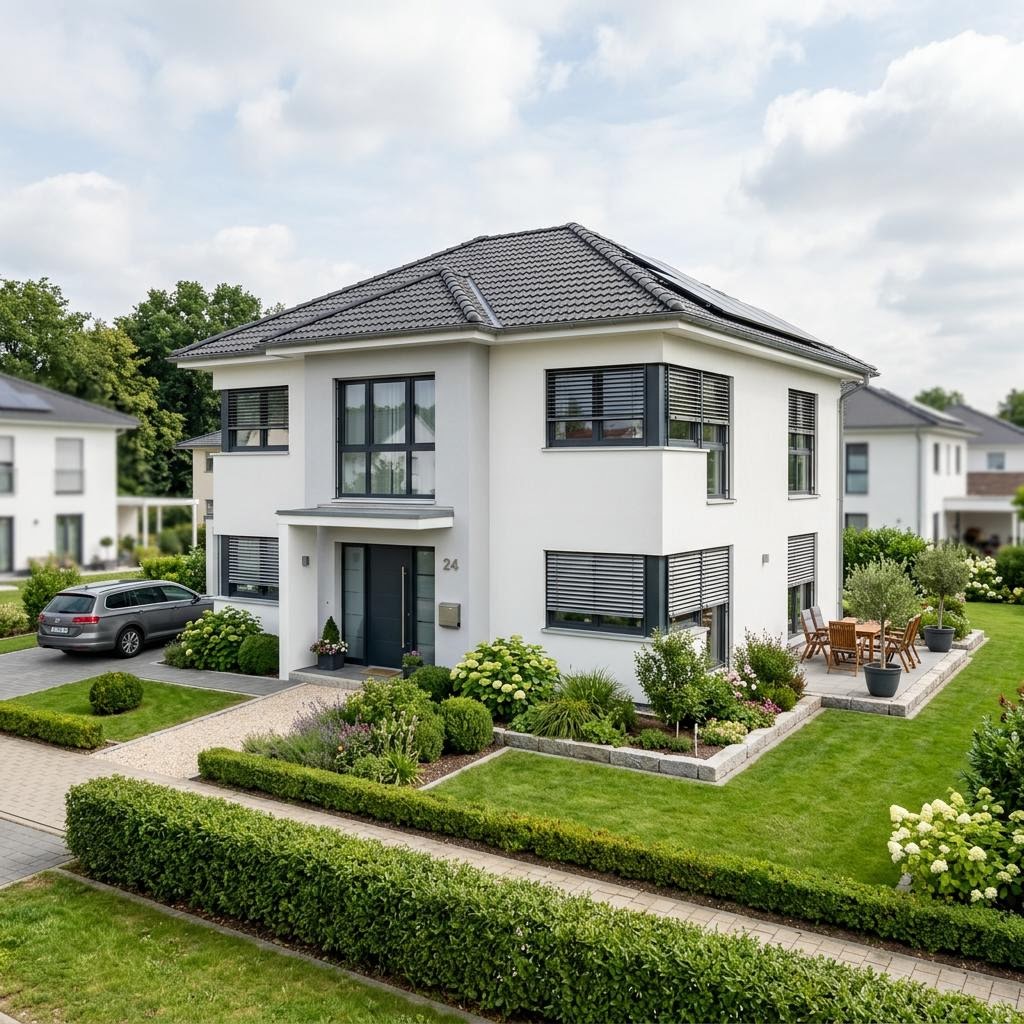 Stadsvilla Stadtvilla Signus B van Kern-Haus met schilddak — prefab woning van 148 m²