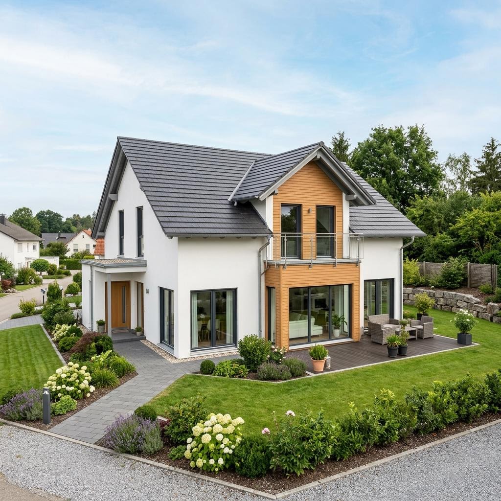 Stadsvilla Familienvilla Zwerch 152 van LEHNER HAUS met dwerggevel met dakkapel — prefab woning van 152 m²