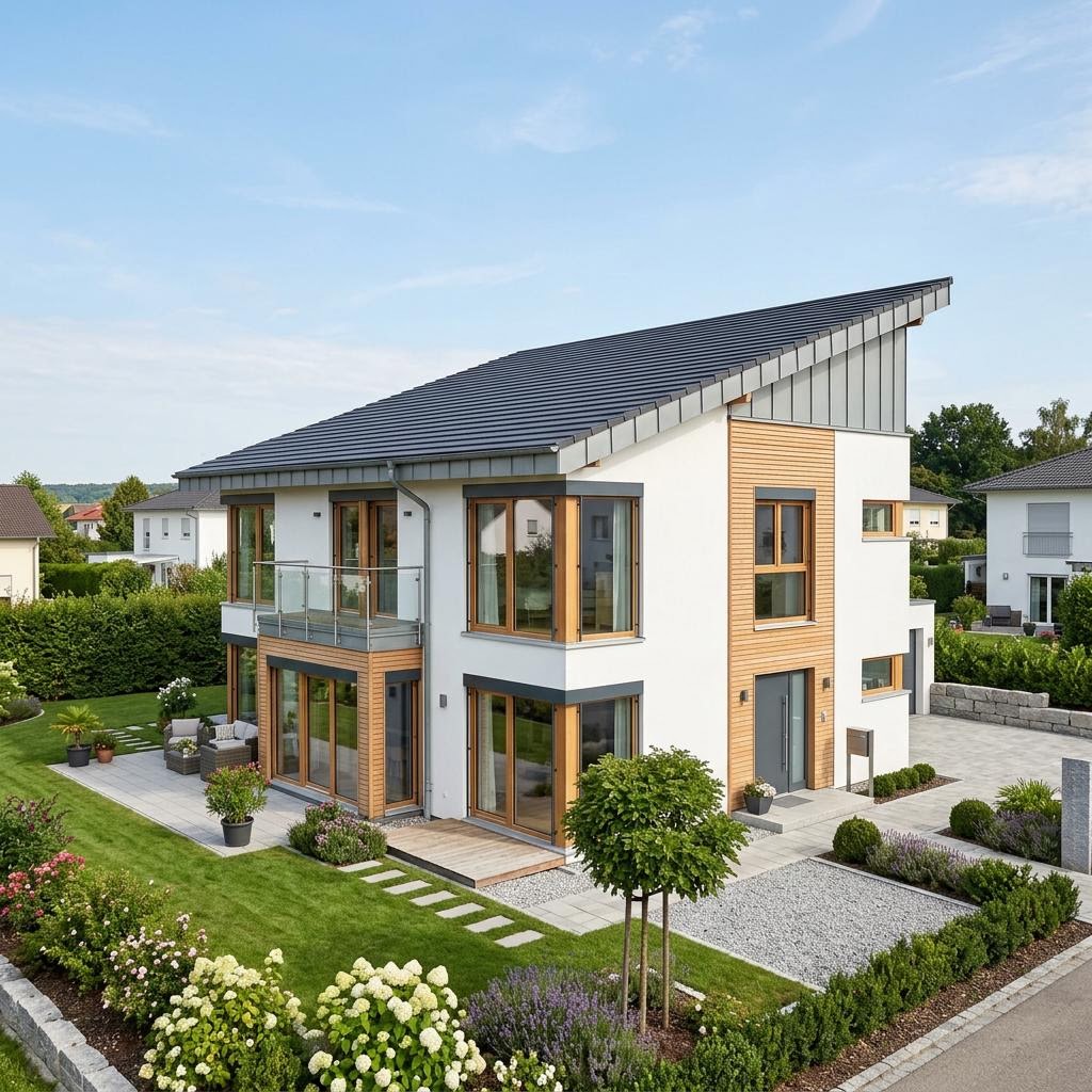 Kubuswoning Kubushaus Modern 154 van LEHNER HAUS met verspringend lessenaarsdak — prefab woning van 154 m²