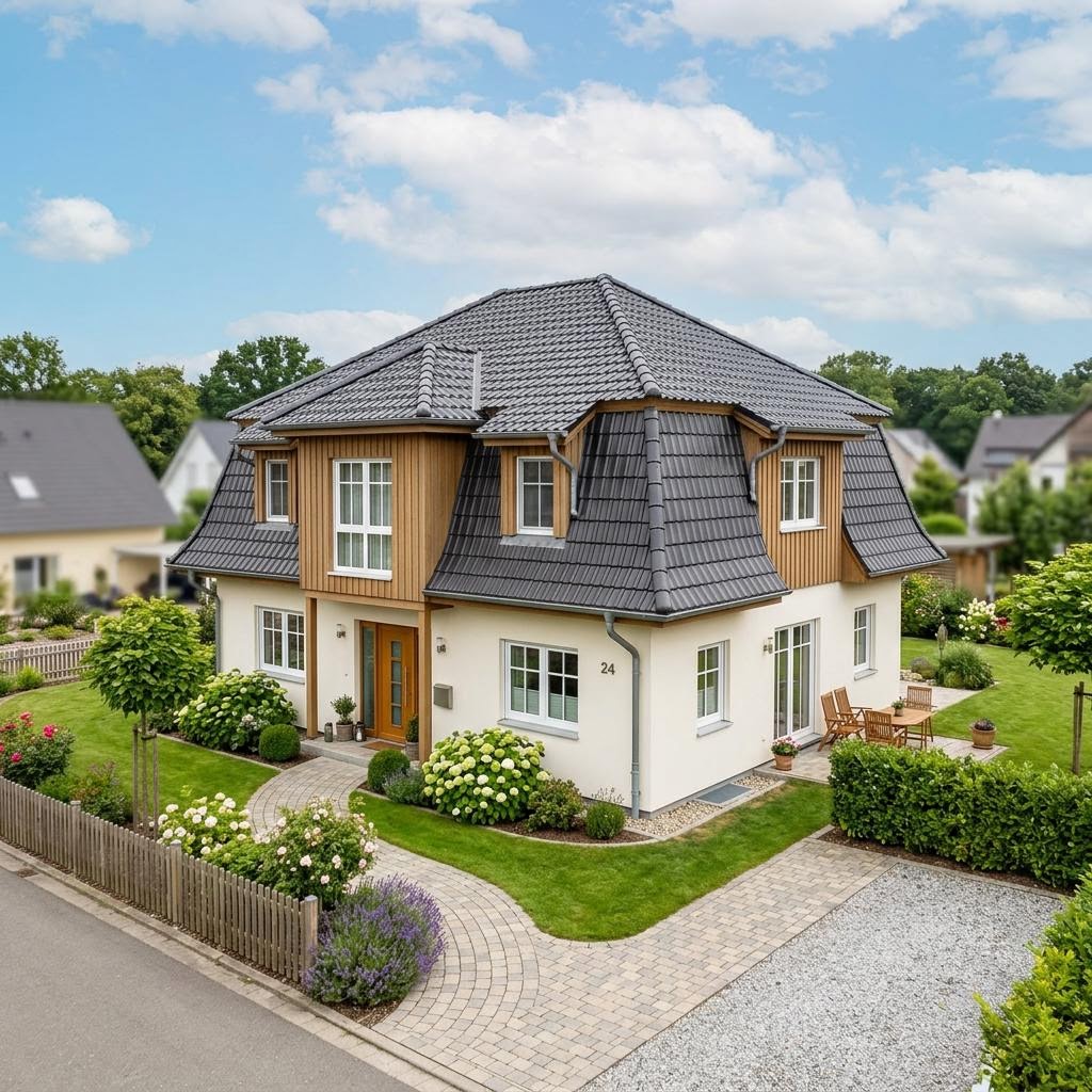 Eengezinswoning Landhaus Mansarde 146 van LEHNER HAUS met mansardedak — prefab woning van 146 m²