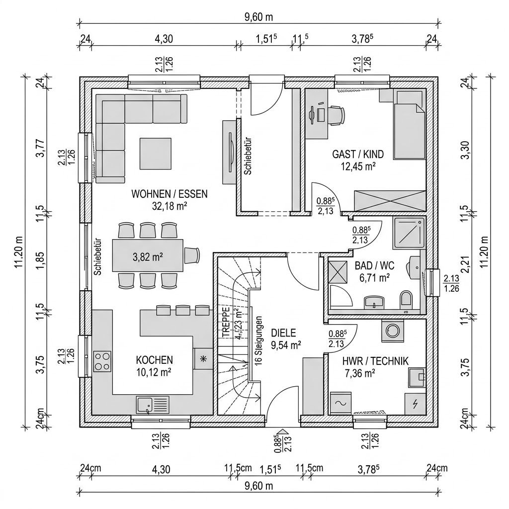 Plattegrond Solution Pult 138 van Living Fertighaus — 138 m², 4 kamers