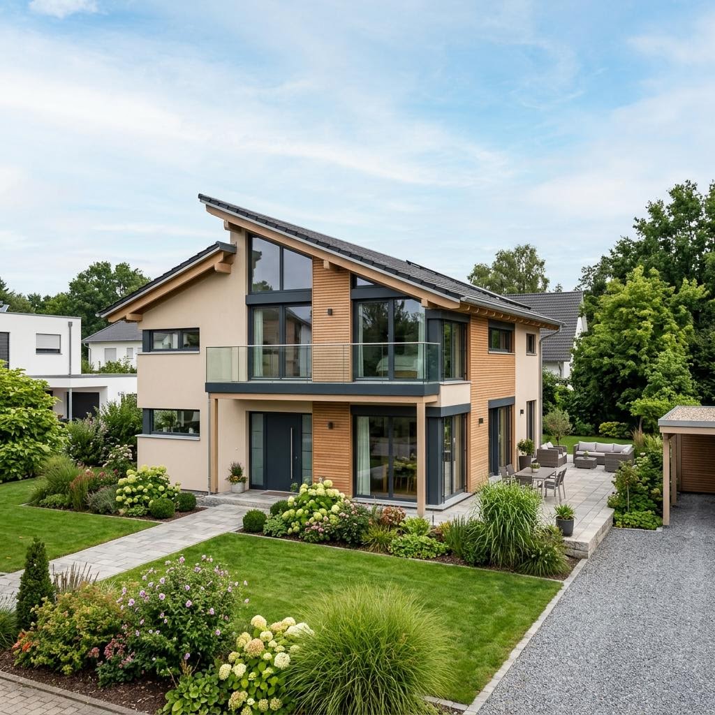 Luxevilla Pultdach 175 van LUXHAUS met lessenaarsdak — prefab woning van 175 m²