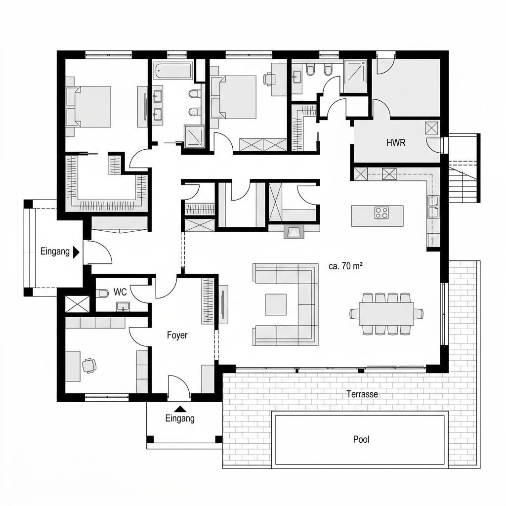 Plattegrond Pultdach 175 van LUXHAUS — 175 m², 5 kamers