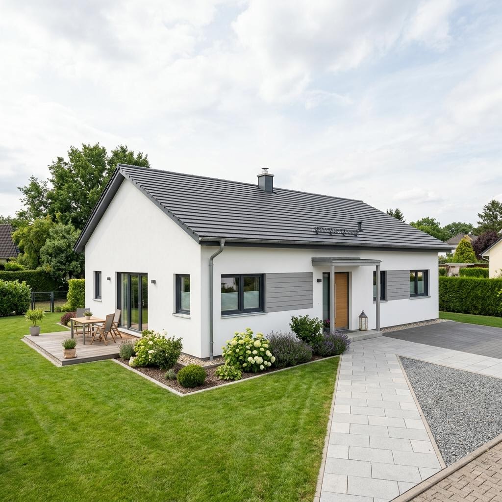 Bungalow ComfortStyle 11.02 S van massa haus met zadeldak — prefab woning van 118 m²