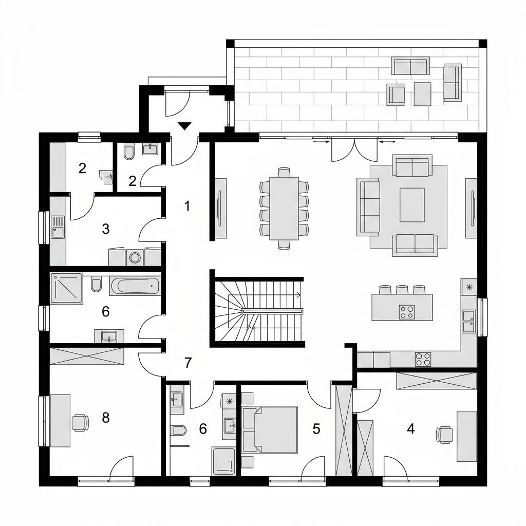 Plattegrond FamilyStyle 24.01 S van massa haus — 235 m², 8 kamers