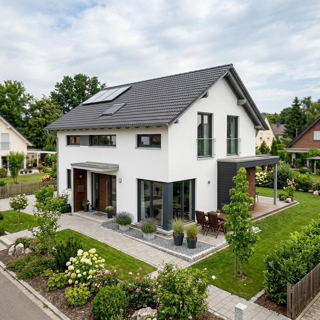 Casco prefab woning LifeStyle 13.07 S van massa haus met zadeldak — prefab woning van 130 m²