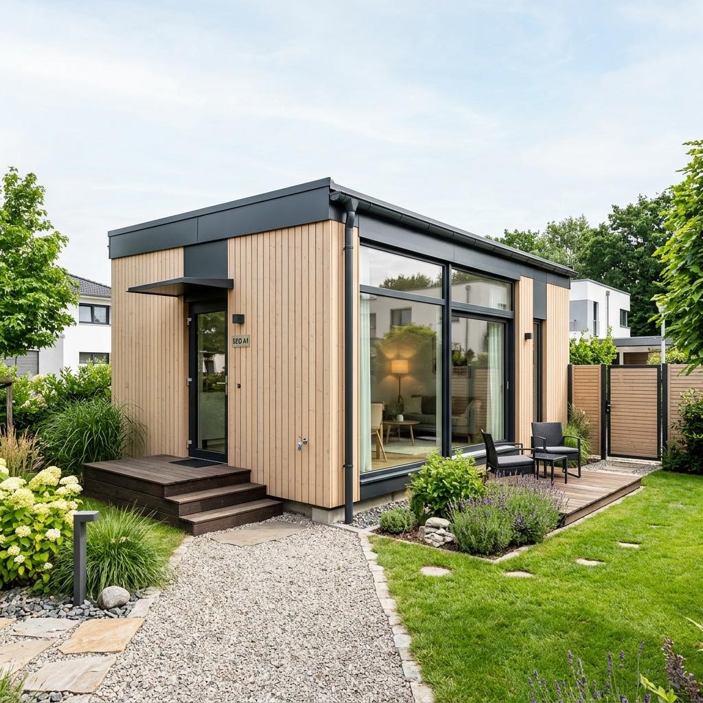 Modulaire woning ECO A1 van McCube met plat dak — prefab woning van 29 m²