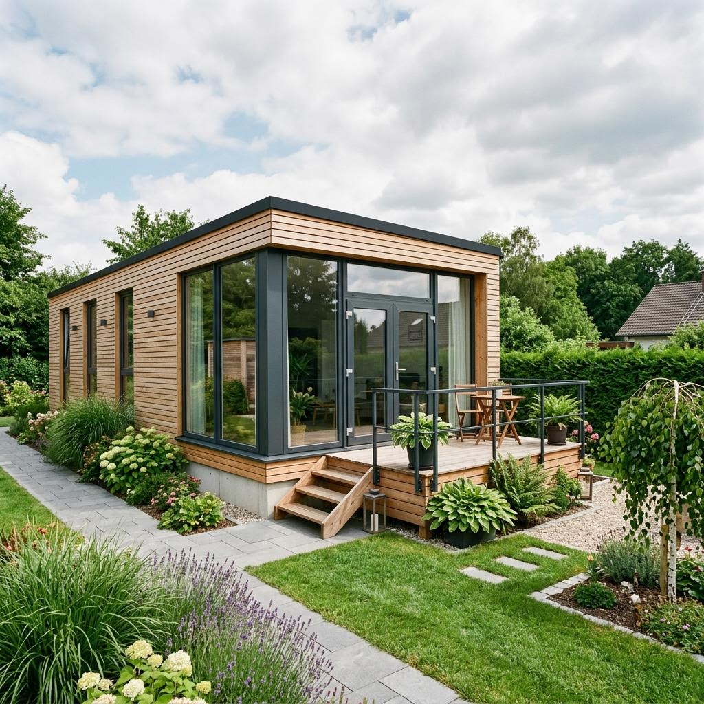 Modulaire woning ECO A2 van McCube met plat dak — prefab woning van 60 m²