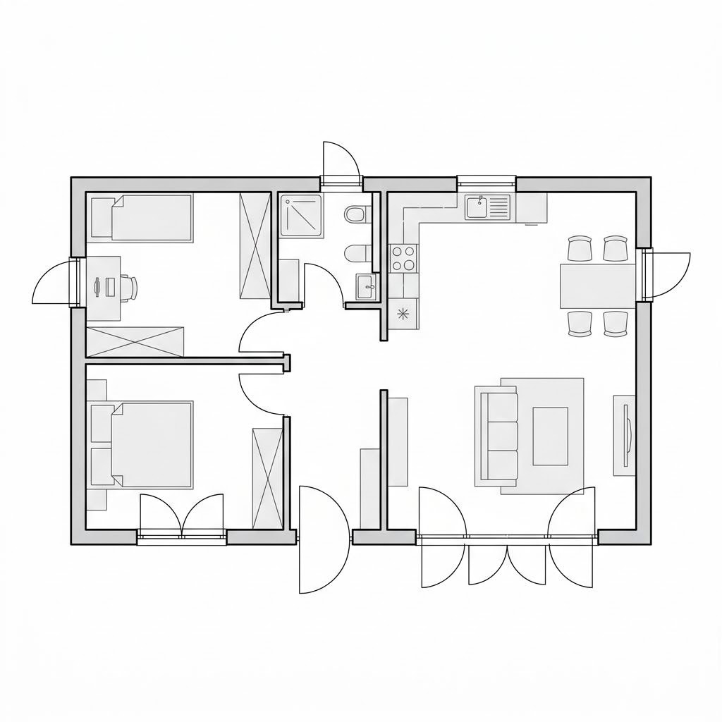 Plattegrond ECO A2 van McCube — 60 m², 3 kamers