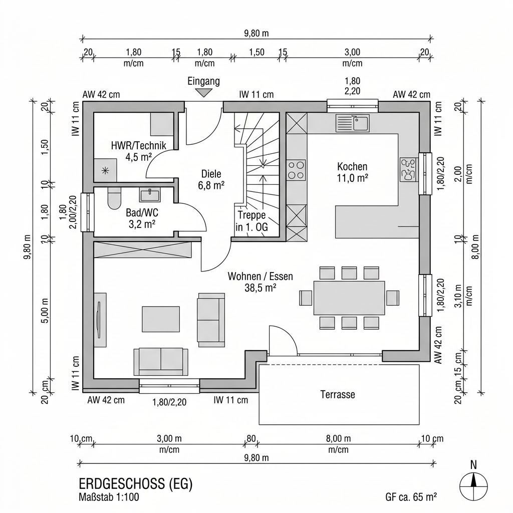 Plattegrond Kubushaus Cube 130 van McCube — 130 m², 4 kamers