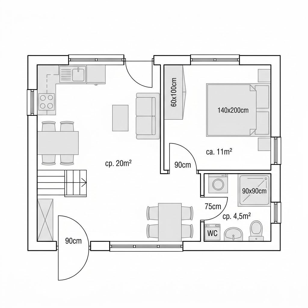 Plattegrond McTiny XL van McCube — 40 m², 2 kamers