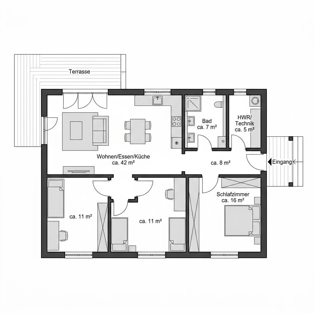 Plattegrond Premium van McCube — 100 m², 4 kamers