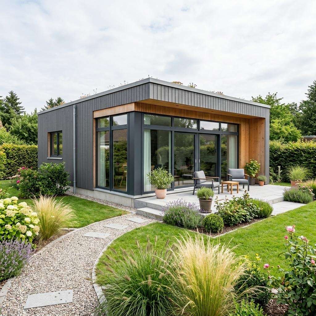 Modulaire woning Serie C3 van McCube met plat dak — prefab woning van 56 m²