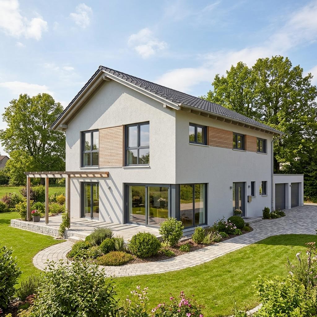 Meergeneratiewoning Familienhaus Aura mit Einliegerwohnung van Kern-Haus met zadeldak — prefab woning van 200 m²