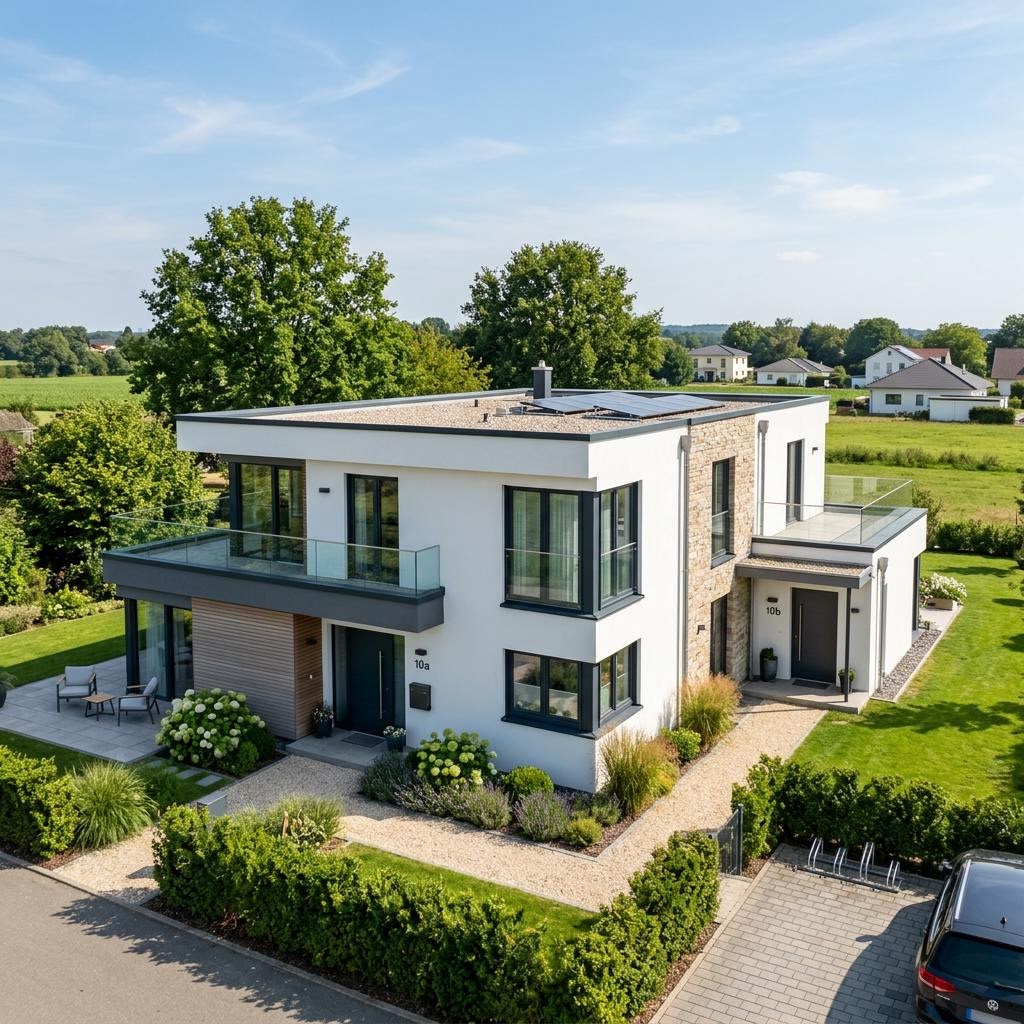 Meergeneratiewoning Stadtvilla Vivaro mit Einliegerwohnung van Kern-Haus met plat dak — prefab woning van 237 m²