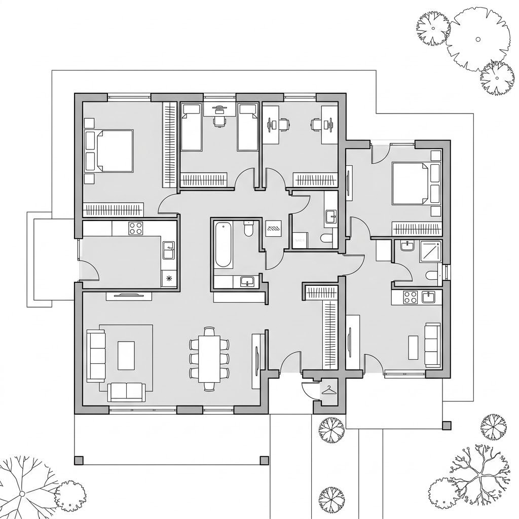 Plattegrond FamilyStyle 26.01 S van massa haus — 232 m², 9 kamers