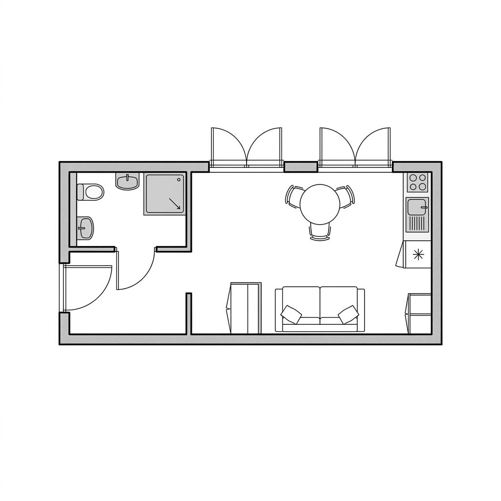Plattegrond Baumodul van Containerwerk — 30 m², 1 kamers