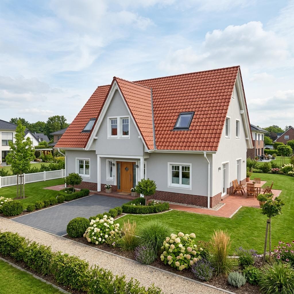 Kapiteinshuis Kapitänshaus Emden 135 van Nordic Haus met zadeldak — prefab woning van 135 m²