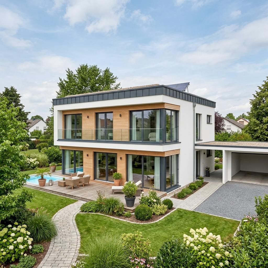 Kubuswoning Kubushaus Cubus 162 van OKAL Haus met plat dak — prefab woning van 162 m²