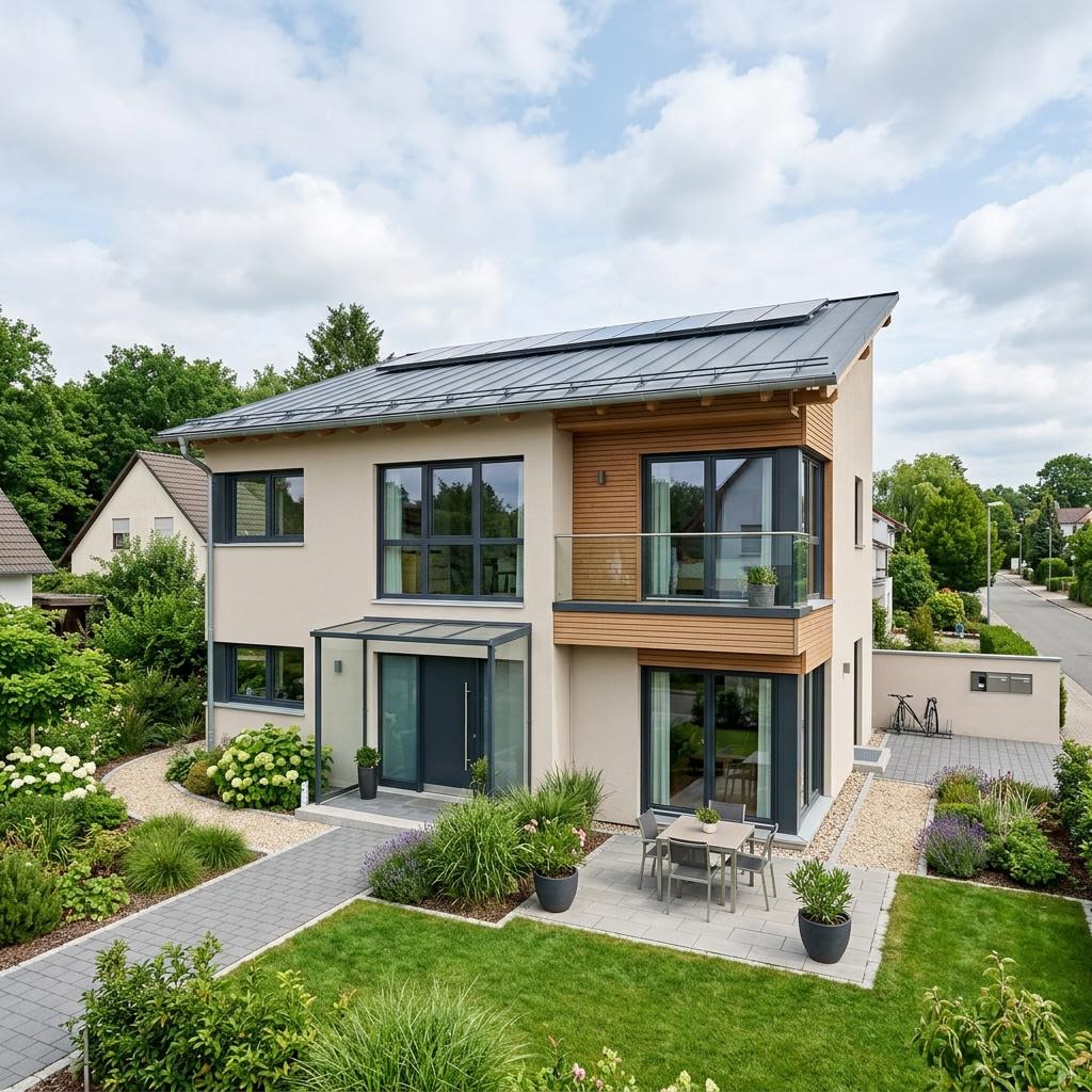 Casco prefab woning Pult 30 van OKAL Haus met lessenaarsdak — prefab woning van 165 m²