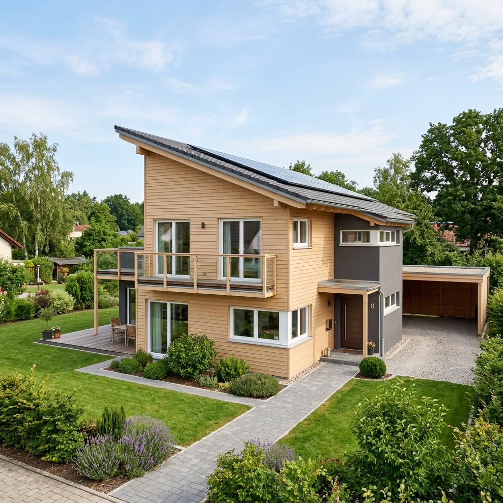 Holzhaus Holzhaus Inntal 128 van Regnauer Hausbau met lessenaarsdak — prefab woning van 128 m²
