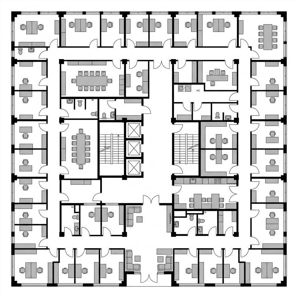Plattegrond Hotelbau Vital-Businessgebäude van Regnauer Hausbau — 2500 m², 40 kamers
