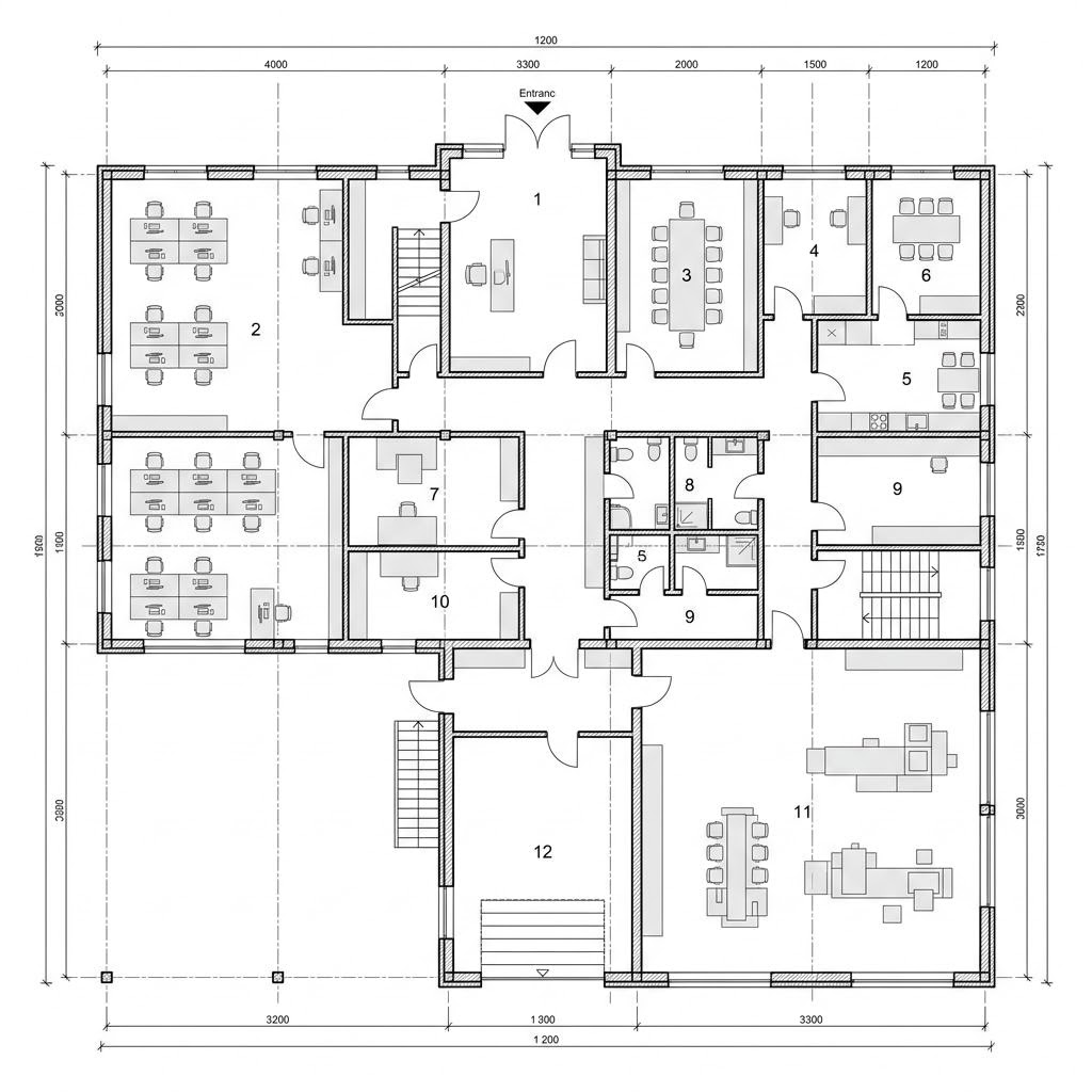 Plattegrond Kindergarten Vital-Businessgebäude van Regnauer Hausbau — 1200 m², 12 kamers
