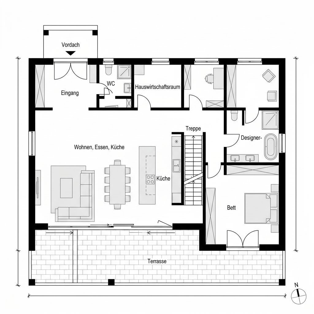 Plattegrond Medley 303 van Regnauer Hausbau — 180 m², 5 kamers