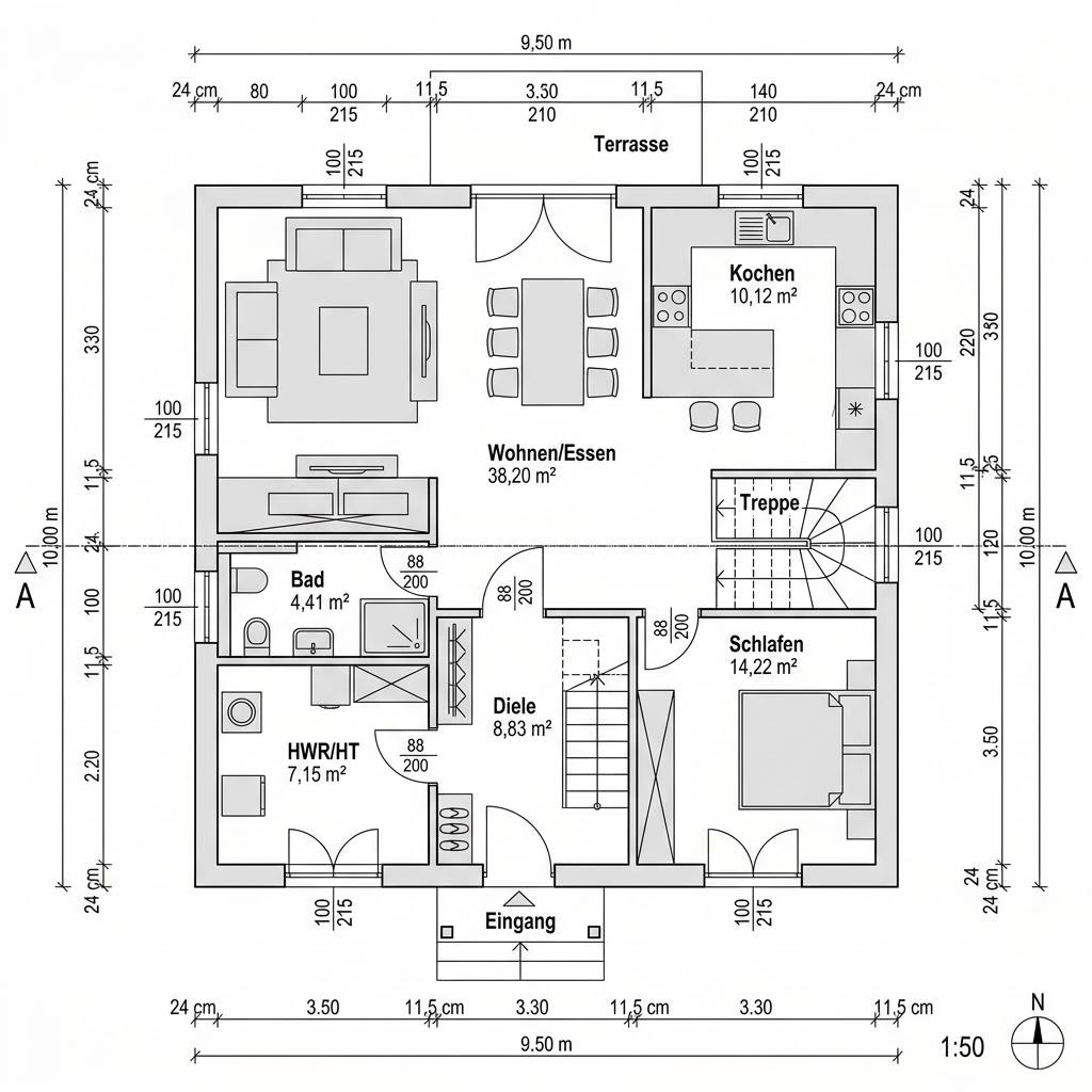 Plattegrond Ausbauhaus Life 142 van RENSCH-HAUS — 142 m², 5 kamers