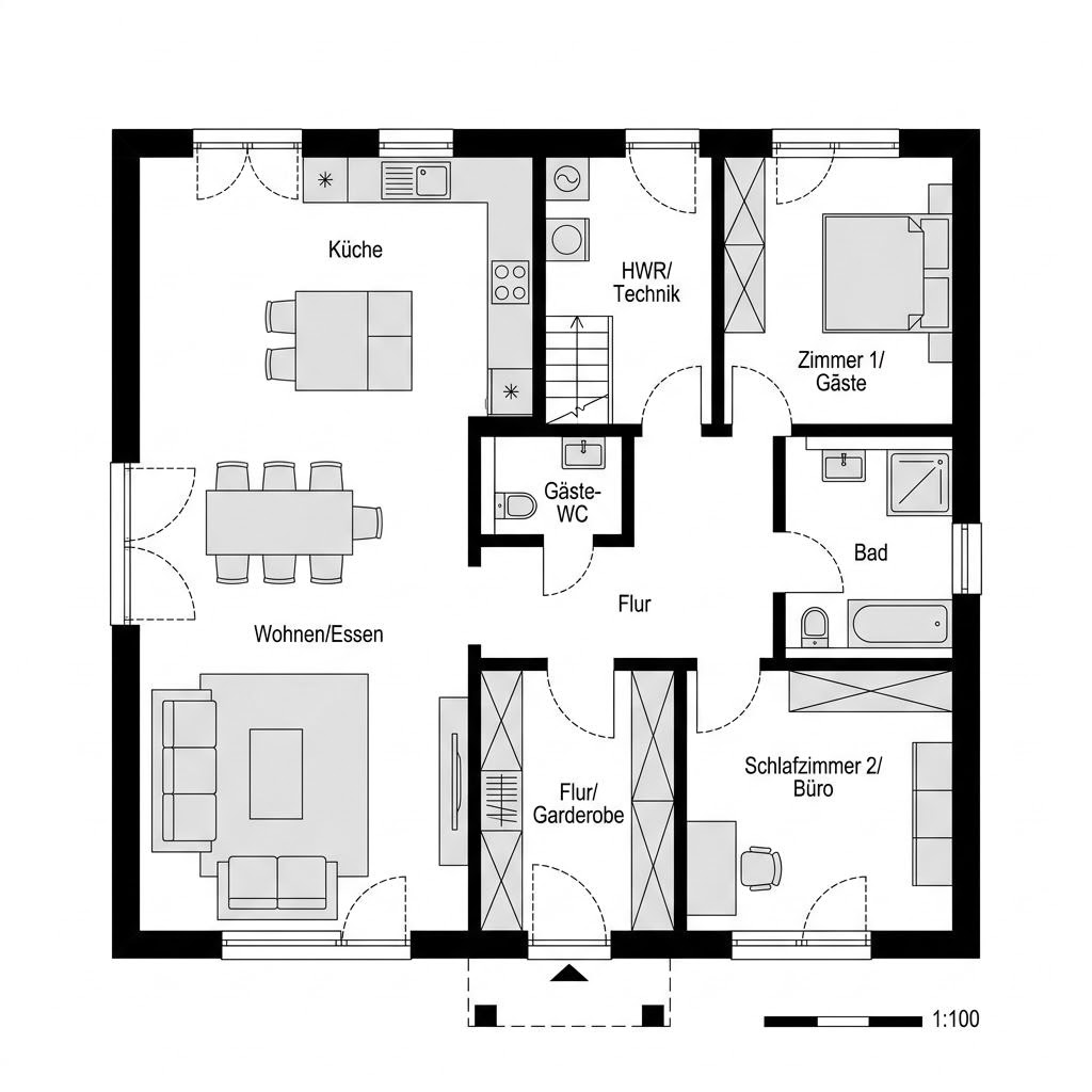 Plattegrond Clou 123.1 van RENSCH-HAUS — 126 m², 4 kamers