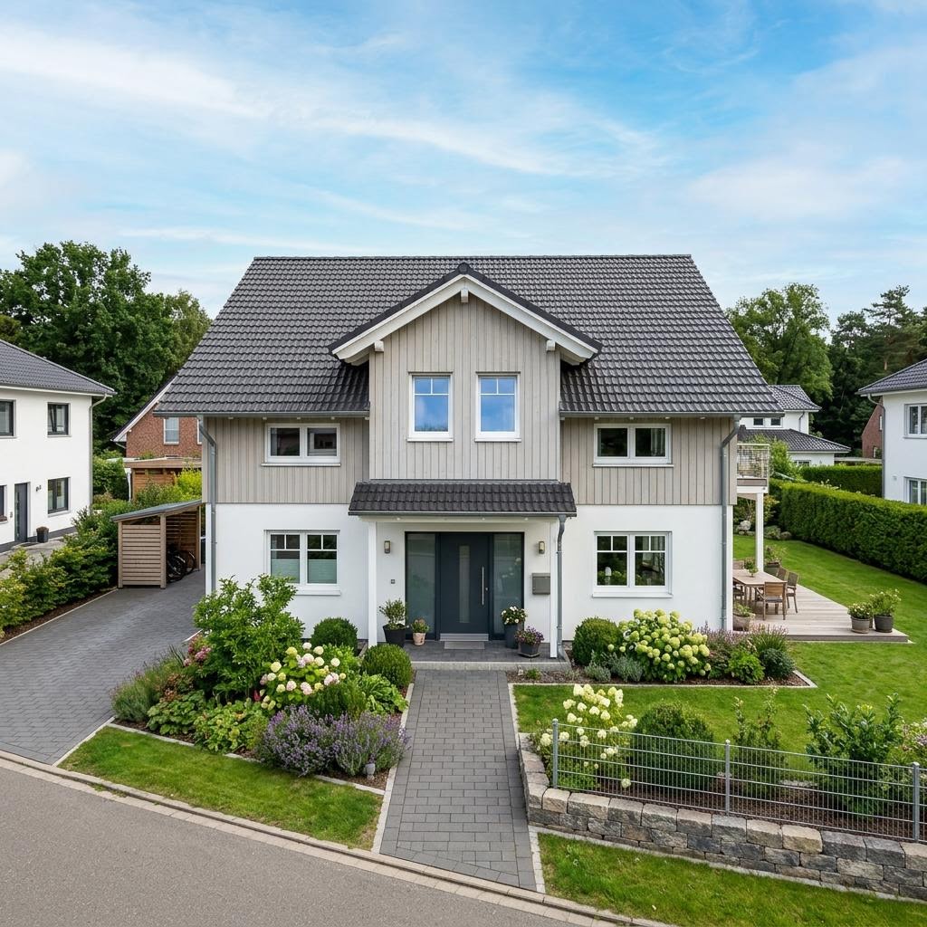 Eengezinswoning Nordic Zwerch 131 van ScanHaus Marlow met dwerggevel met dakkapel — prefab woning van 131 m²