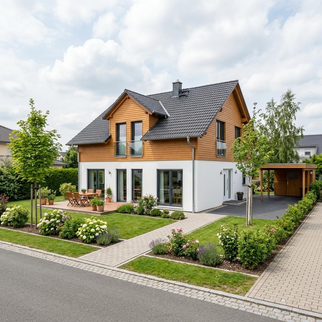 Casco prefab woning SHA 1 van ScanHaus Marlow met zadeldak — prefab woning van 120 m²