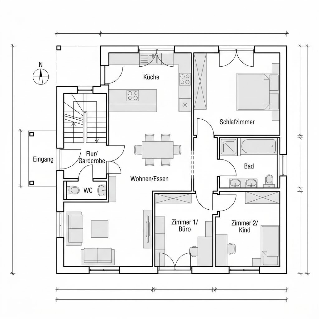 Plattegrond SHA 1 van ScanHaus Marlow — 120 m², 4 kamers