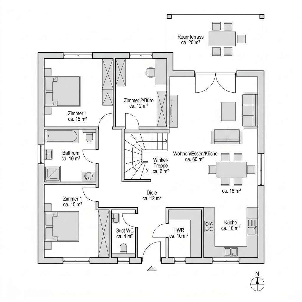 Plattegrond SHA 2 van ScanHaus Marlow — 140 m², 5 kamers