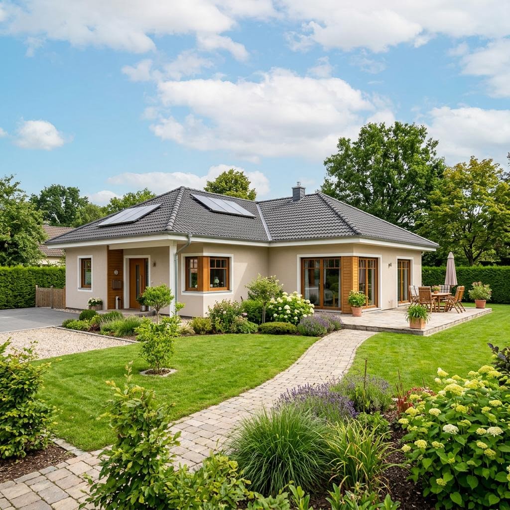 Hoekbungalow Winkelbungalow WB 118 van ScanHaus Marlow met schilddak — prefab woning van 118 m²