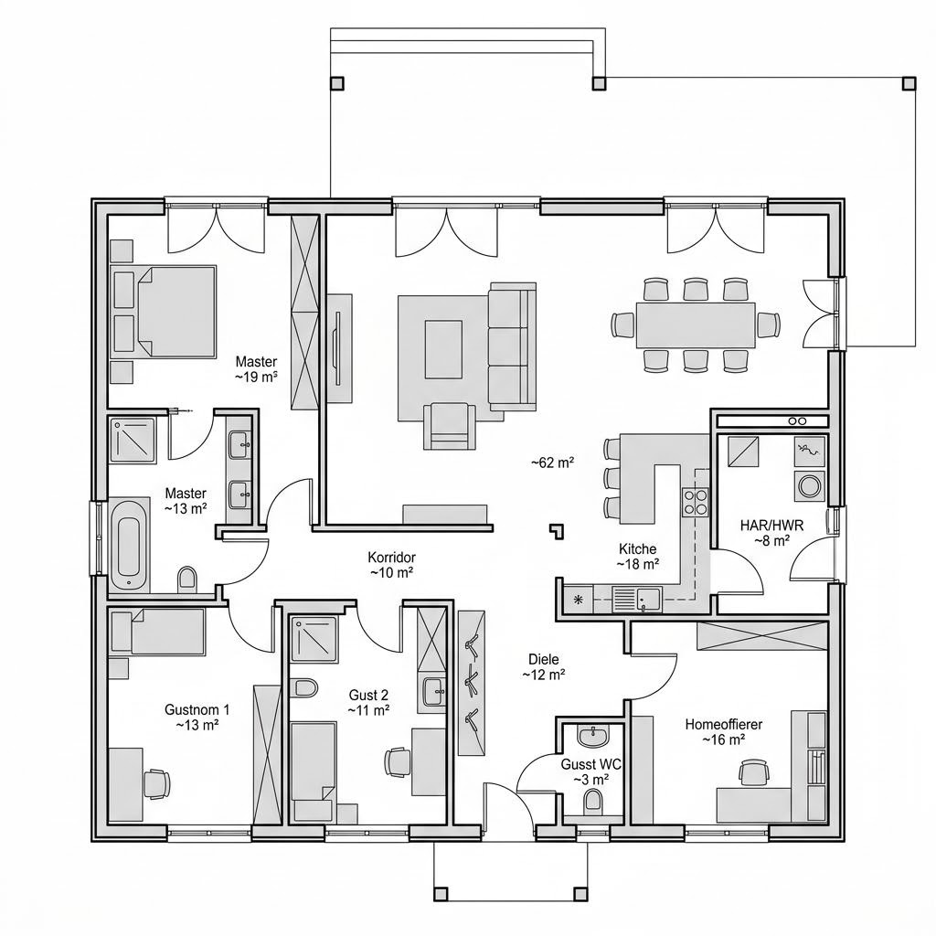 Plattegrond Selection-E-166 van Schwabenhaus — 147 m², 5 kamers