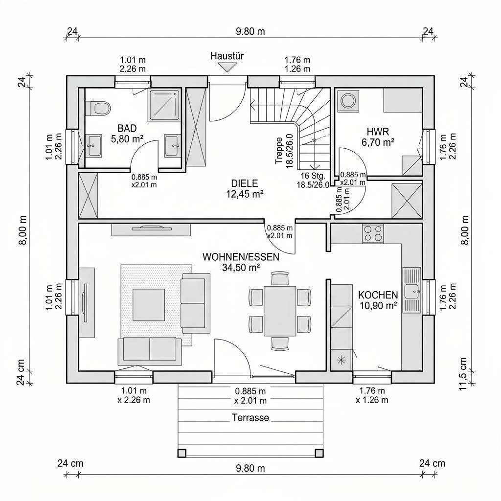 Plattegrond Solitaire VP 128 van Schwabenhaus — 128 m², 4 kamers