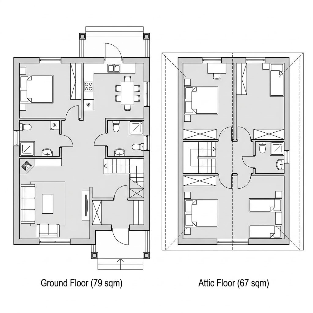 Plattegrond Stockholm unter Reet van Danhaus — 142 m², 5 kamers