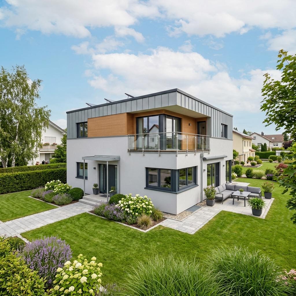 Kubuswoning Kubushaus Flair 160 van SchwörerHaus met plat dak — prefab woning van 160 m²