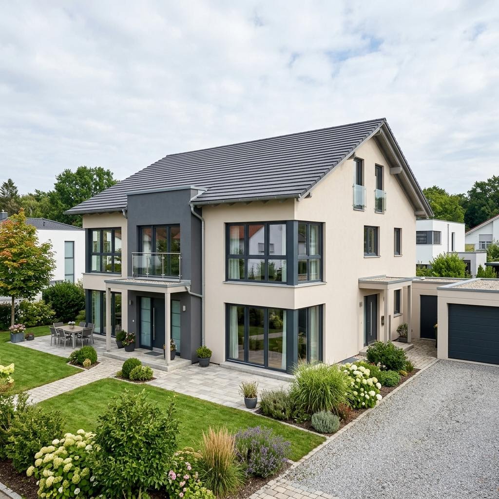 Tweegezinswoning E 20-172 Zweifamilienhaus van SchwörerHaus met zadeldak — prefab woning van 172 m²