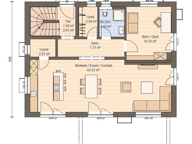Plattegrond Haas Z 168 A met prijs – 168 m² Stadtvilla